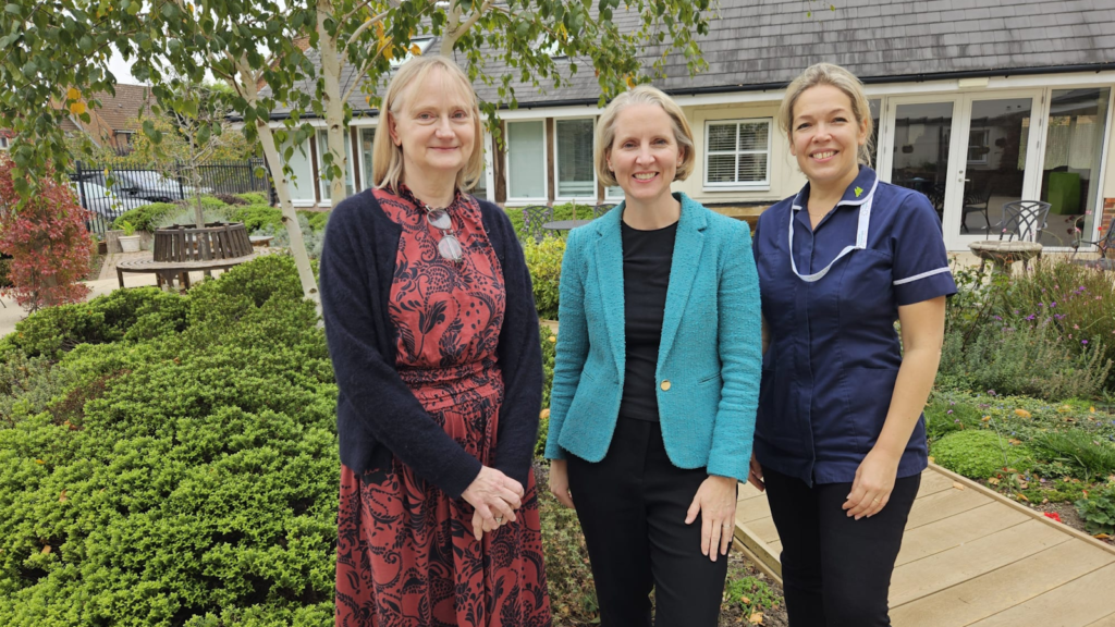 Emma Reynolds MP at Butterfly House in Wycombe during Hospice Care Week.