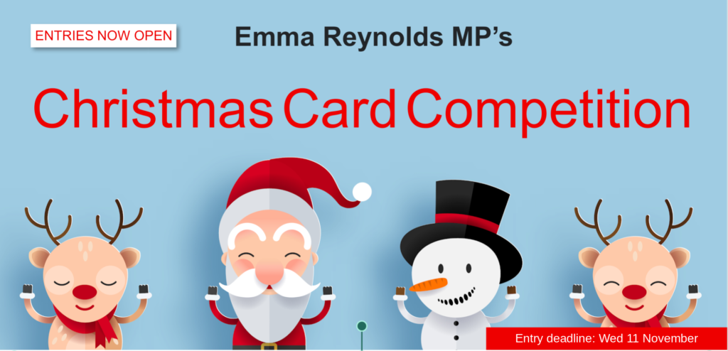 Graphic of christmas figures with text Christmas Card Competition